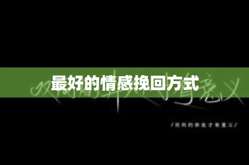 最好的情感挽回方式