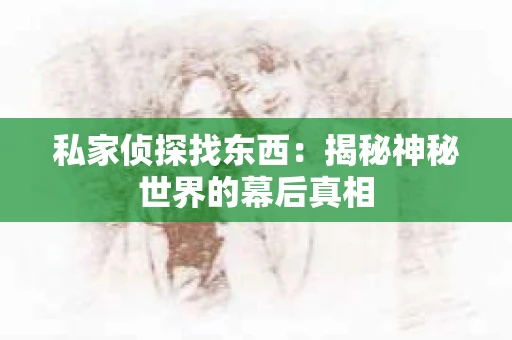 私家侦探找东西：揭秘神秘世界的幕后真相